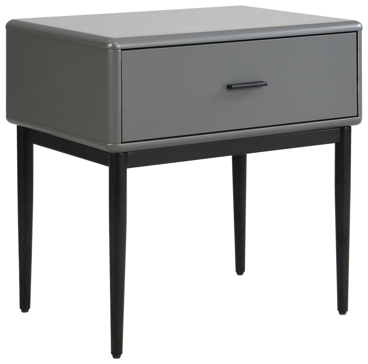 NACHTSCHRANK 54/55/40 cm  - Schwarz/Grau, MODERN, Holzwerkstoff/Metall (54/55/40cm) - Livetastic