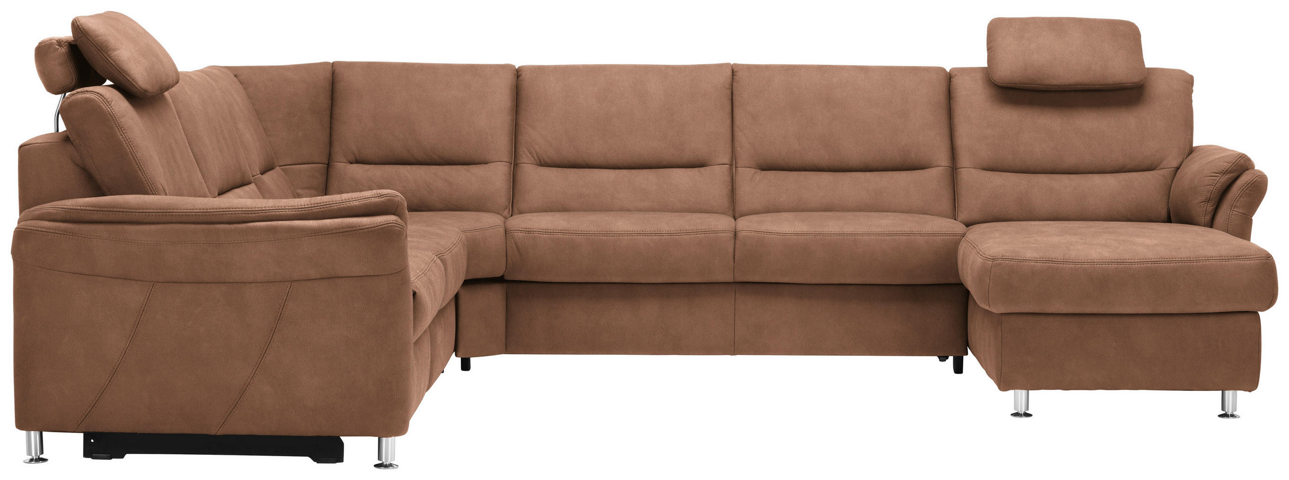 WOHNLANDSCHAFT  in Mikrofaser Hellbraun  - Hellbraun/Alufarben, KONVENTIONELL, Textil/Metall (262/335/173cm) - Beldomo System