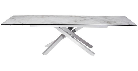 ESSTISCH in Metall, Glas, Keramik 180-280/98/76 cm - Edelstahlfarben/Weiß, Design, Glas/Keramik (180-280/98/76cm) - Novel