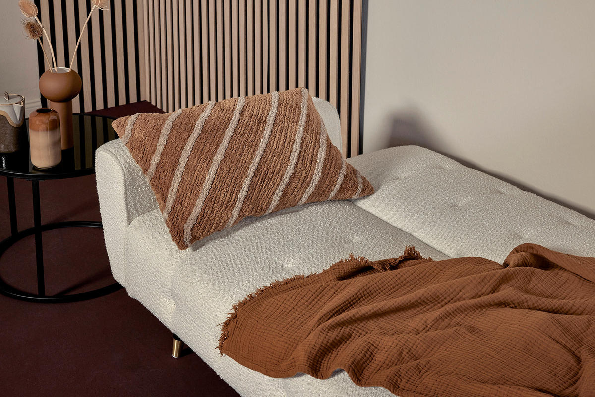 SCHLAFSOFA Bouclé Weiß  - Goldfarben/Schwarz, MODERN, Holz/Textil (213/83/83cm) - Livetastic