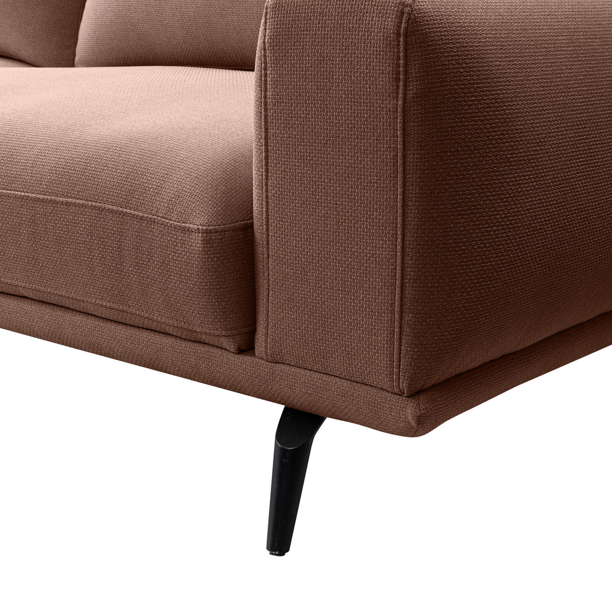 3-SITZER-SOFA in Webstoff Braun  - Schwarz/Braun, Modern, Textil/Metall (242/89/115cm) - MID.YOU