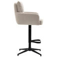 BARHOCKER Cord Beige Eisen Stoffauswahl, Sitzfläche 360° drehbar, inklusive Armlehnen  - Beige/Schwarz, Design, Textil/Metall (54/98-120/58cm) - Novel