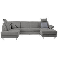 WOHNLANDSCHAFT in Webstoff Grau  - Silberfarben/Grau, KONVENTIONELL, Holz/Textil (186/322/167cm) - Cantus
