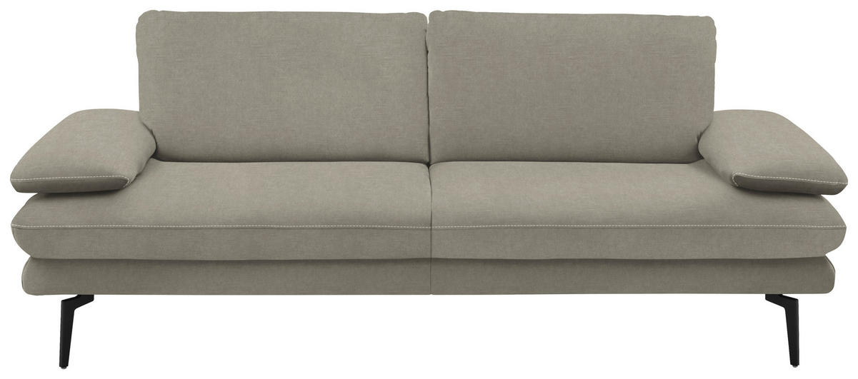 3-SITZER-SOFA in Velours Platinfarben  - Platinfarben/Beige, Design, Textil/Metall (222/89/104cm) - Dieter Knoll