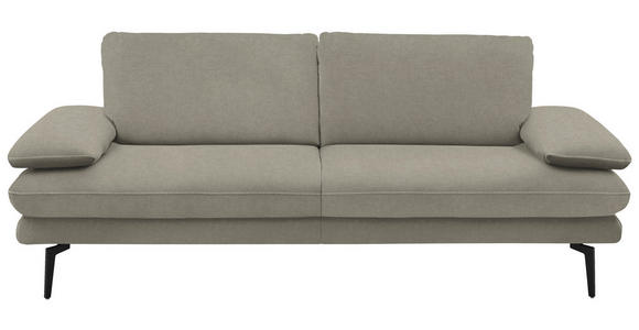 3-SITZER-SOFA in Velours Platinfarben - Platinfarben/Beige, Design, Textil/Metall (222/89/104cm) - Dieter Knoll