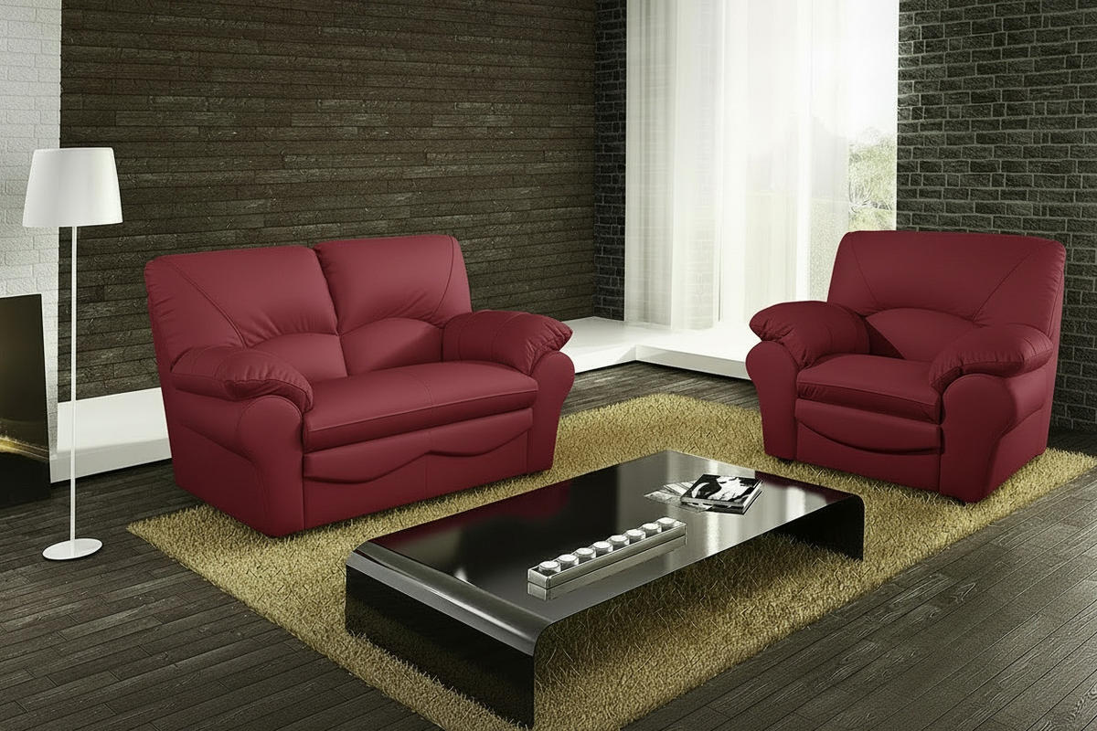 2-SITZER-SOFA Rot Echtleder  - Rot/Schwarz, Design, Leder/Kunststoff (150/92/85cm) - Livetastic