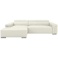 Ecksofa inkl. Funktion DUA Weiß Echtleder  - Chromfarben/Weiß, Design, Leder/Metall (170/293cm) - Novel