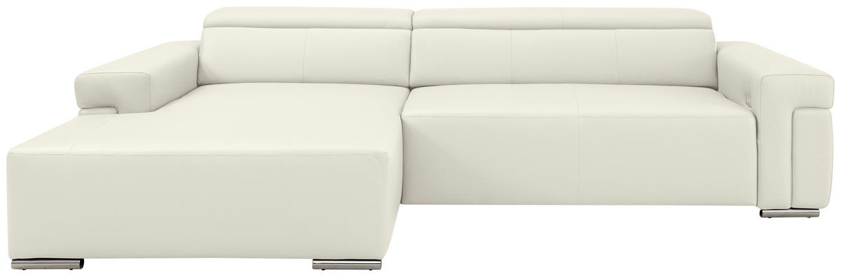 Ecksofa inkl. Funktion DUA Weiß Echtleder  - Chromfarben/Weiß, Design, Leder/Metall (170/293cm) - Novel