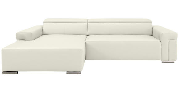 ECKSOFA DUA in Echtleder Weiß  170/293 cm  - Chromfarben/Weiß, Design, Leder/Metall (170/293cm) - Novel