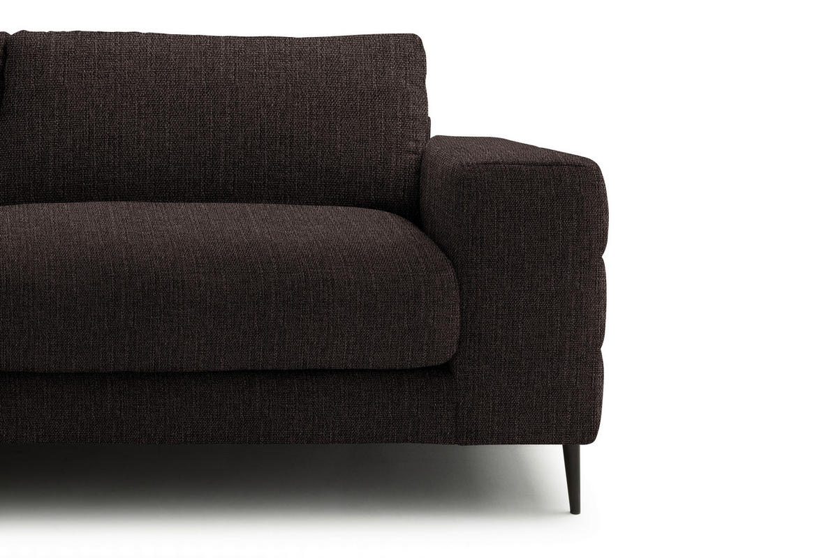 ECKSOFA in Flachgewebe Mokka  - Schwarz/Mokka, Design, Textil/Metall (177/253cm) - Dieter Knoll