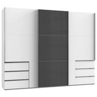 SCHWEBETÜRENSCHRANK 300/236/65 cm 3-türig Grau, Weiß  - Chromfarben/Weiß, MODERN, Holzwerkstoff (300/236/65cm) - MID.YOU