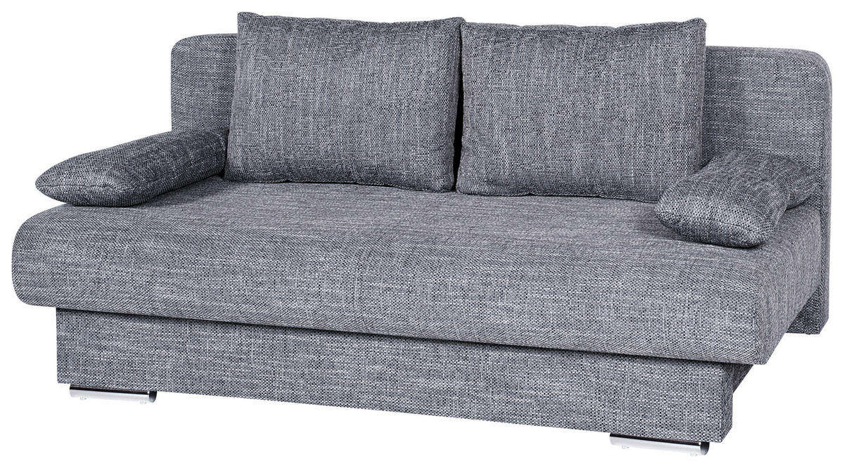 SCHLAFSOFA  mit Liegefunktion, Rücken echt Webstoff Grau  - Chromfarben/Schwarz, Design, Kunststoff/Textil (193/85/86cm) - P & B