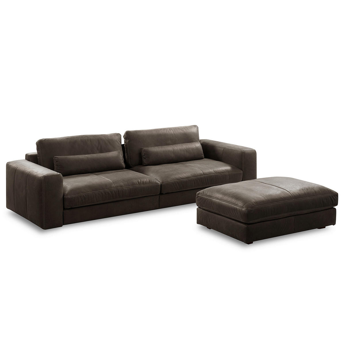 HOCKER in Leder Fango  - Fango/Beige, Design, Leder/Kunststoff (123/45/93cm) - Livetastic
