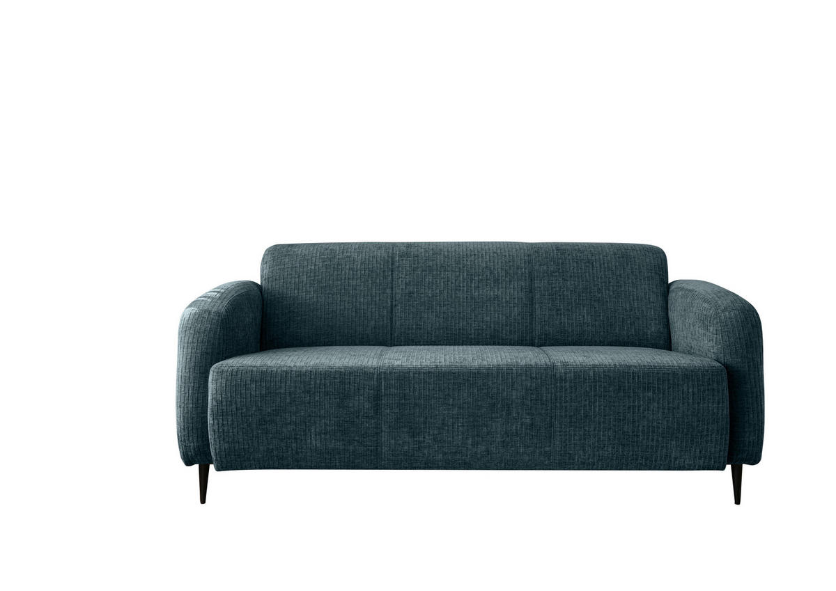 3-SITZER-SOFA Mikrofaser Blau  - Blau/Schwarz, Modern, Textil/Metall (180/76/90cm) - Livetastic