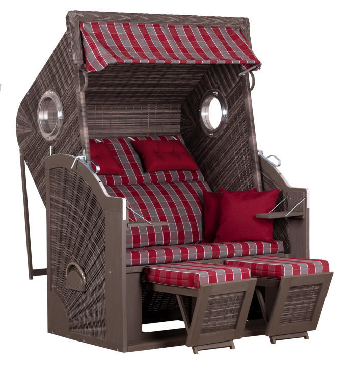 STRANDKORB - Rot/Grau, Basics, Holz/Textil (130/160/80cm)