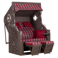 STRANDKORB - Rot/Grau, Basics, Holz/Textil (130/160/80cm)