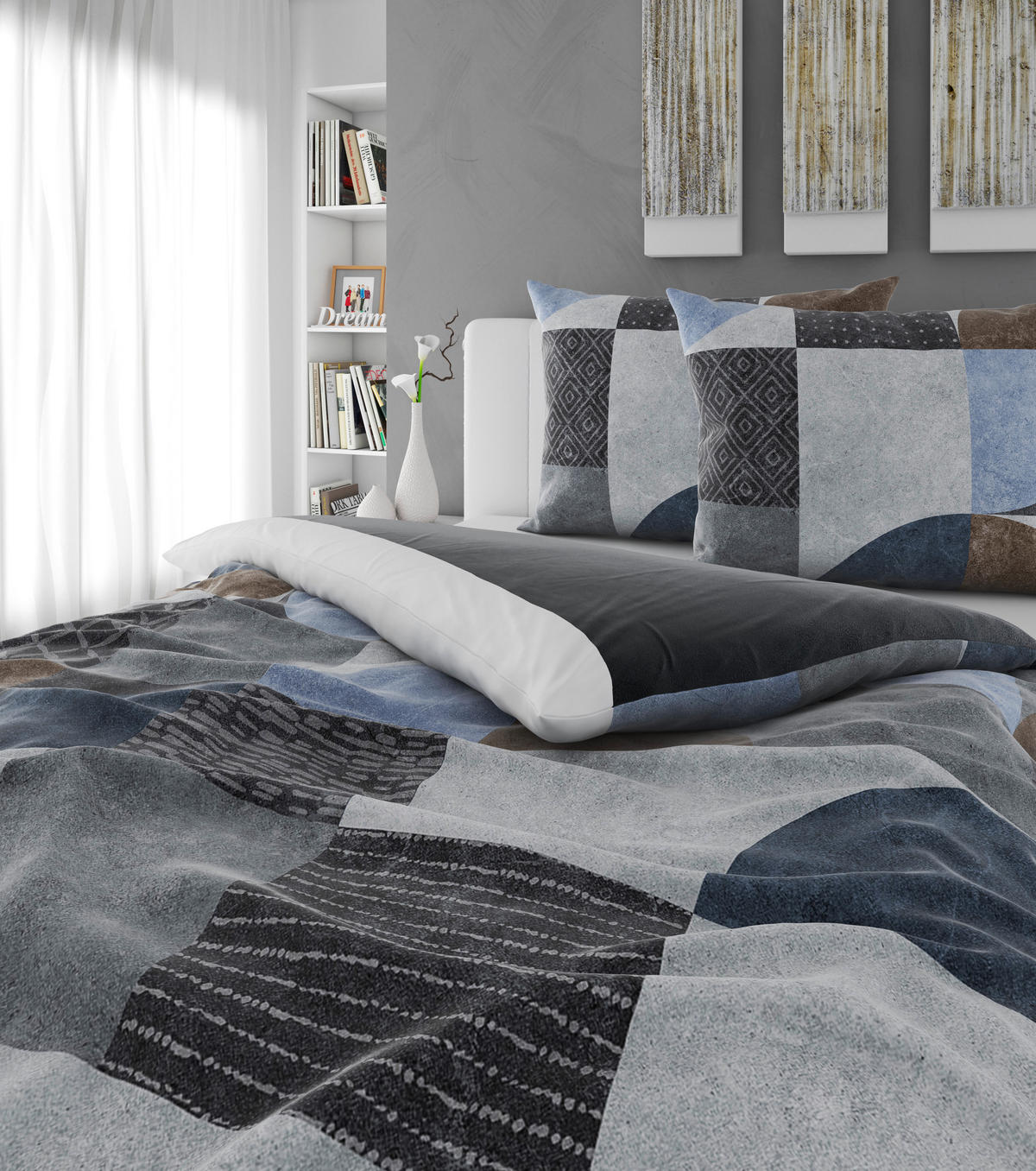 OBOJESTRANSKA POSTELJNINA 200/200 cm saten siva  - siva, Basics, tekstil (200/200cm) - Esposa