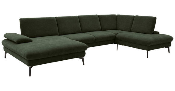 WOHNLANDSCHAFT in Webstoff Olivgrün - Schwarz/Olivgrün, Design, Textil/Metall (157/354/208cm) - Dieter Knoll
