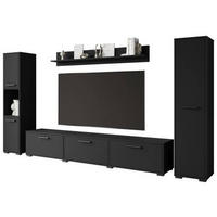 WOHNWAND 4-teilig  in Schwarz 240/130/31 cm  - Schwarz, Basics, Holzwerkstoff/Kunststoff (240/130/31cm) - MID.YOU