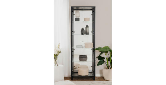 VITRINE in Schwarz - Schwarz, KONVENTIONELL, Glas/Holzwerkstoff (62/189/33cm) - Carryhome