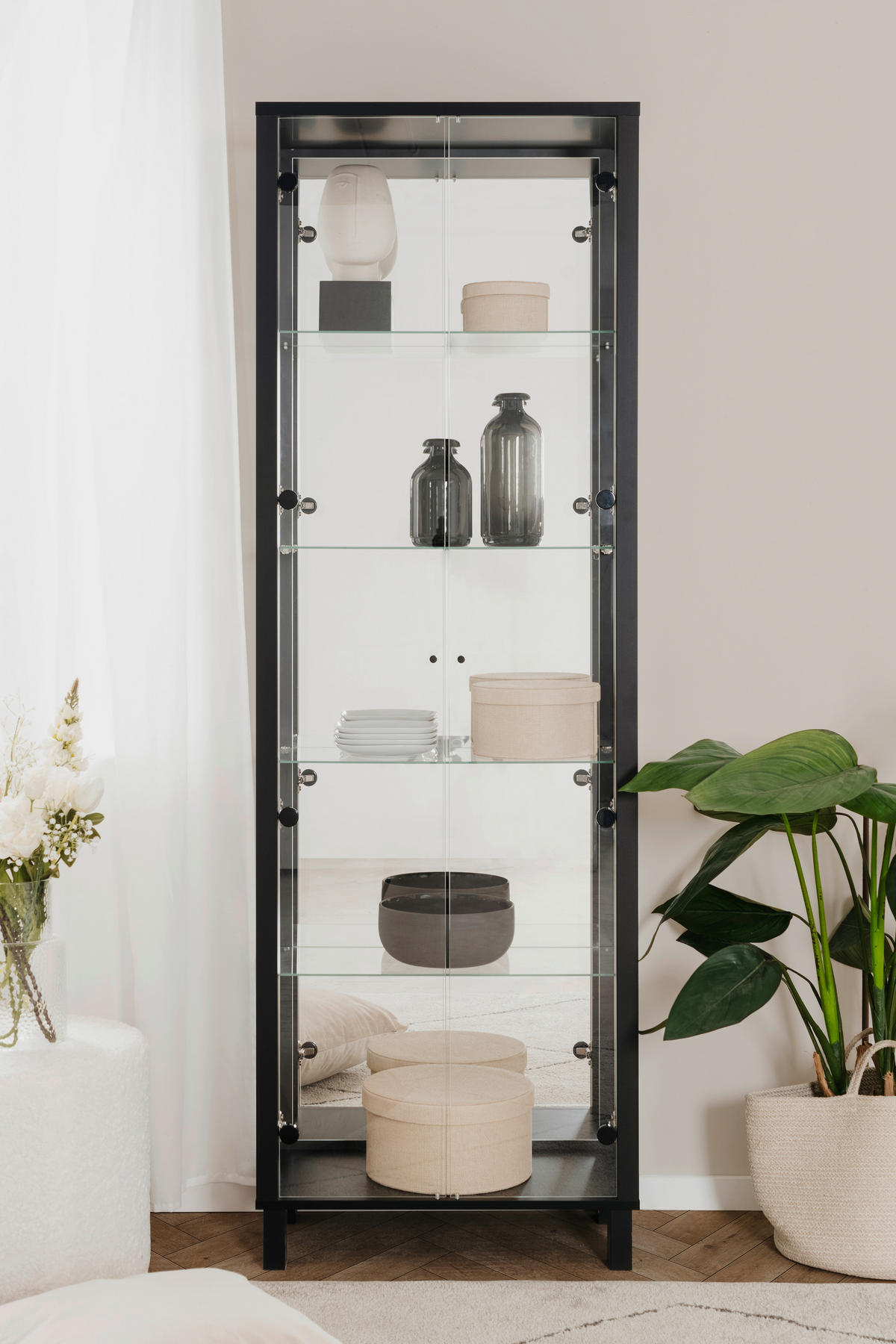 VITRINE in Schwarz  - Schwarz, KONVENTIONELL, Glas/Holzwerkstoff (62/189/33cm) - Carryhome