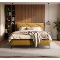 BOXSÄNG 140/200 cm  i currygul  - currygul/svart, Modern, metall/trämaterial (140/200cm) - MID.YOU