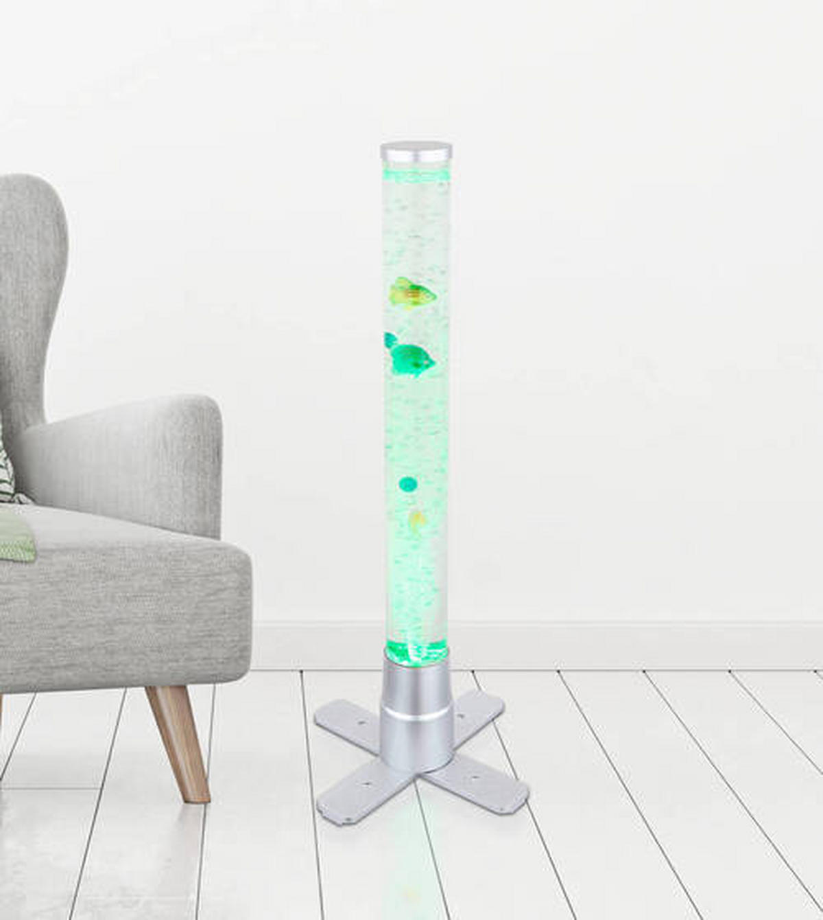 LED SVJETILJKA PODNA  - srebrne boje/prozirno, Basics, plastika (24,6/24,6/61,1cm) - Globo