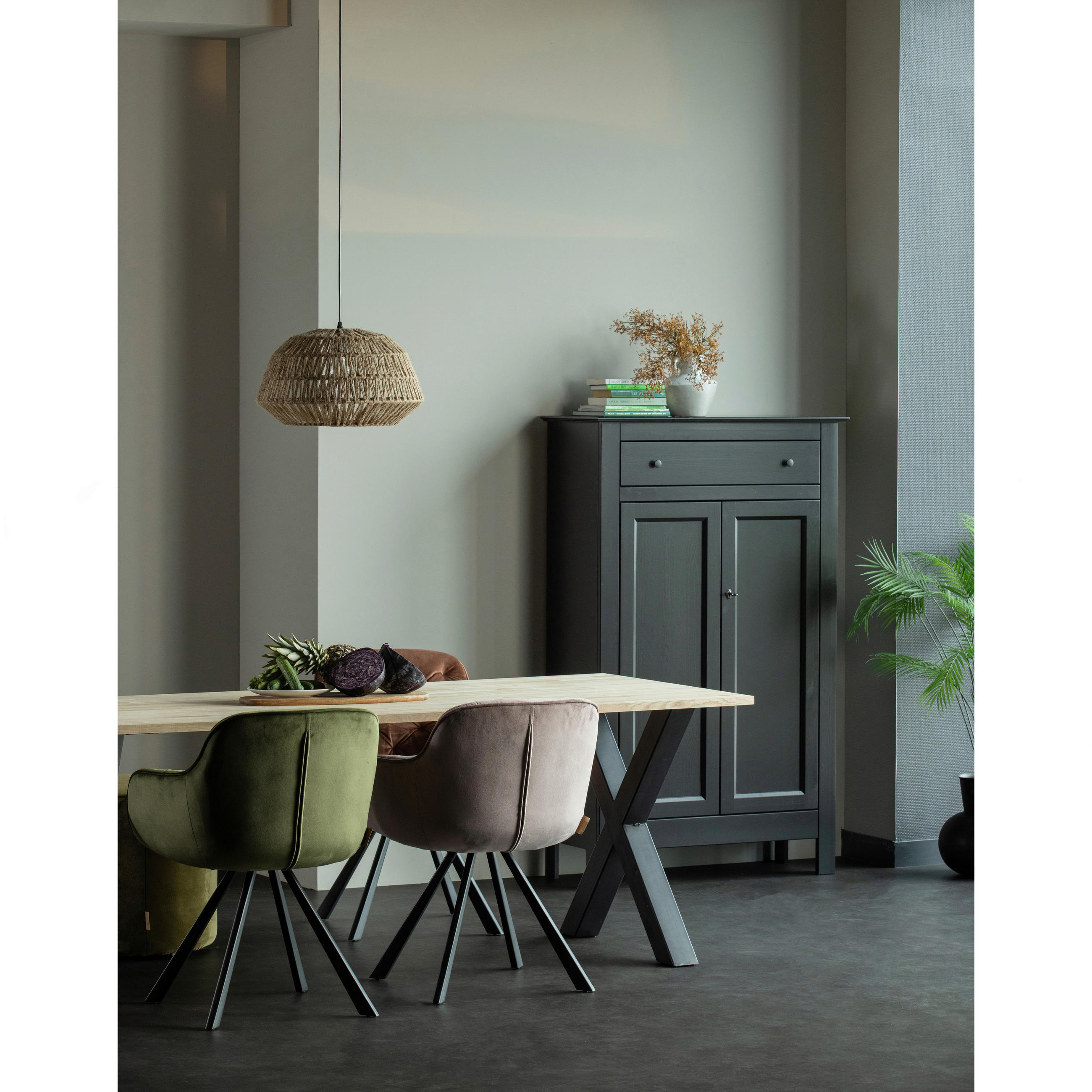 ESSTISCH in Holz 180/90/75 cm  - Eichefarben/Schwarz, Design, Holz/Metall (180/90/75cm) - Livetastic