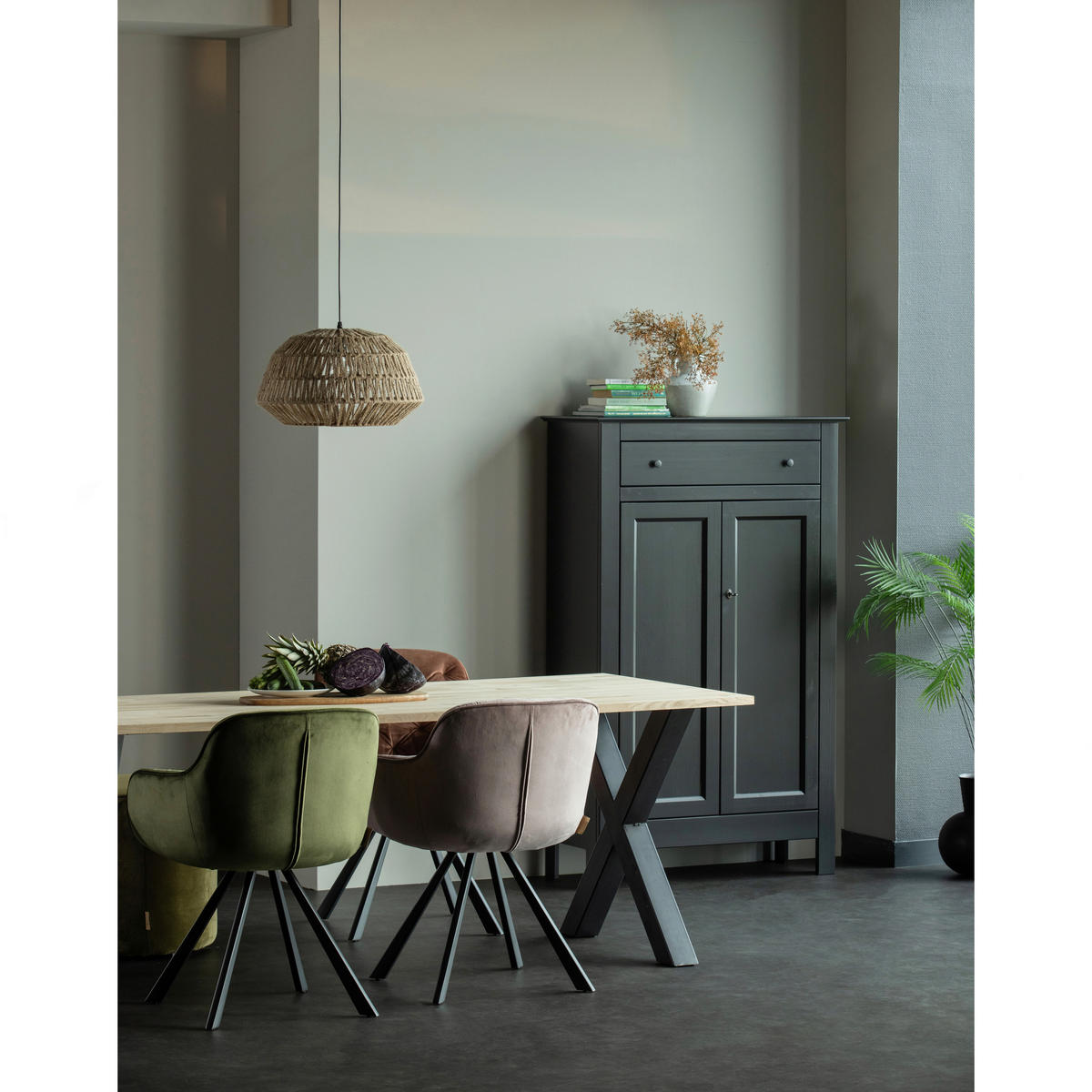 ESSTISCH in Holz 200/90/75 cm  - Eichefarben/Schwarz, Design, Holz/Metall (200/90/75cm) - Livetastic