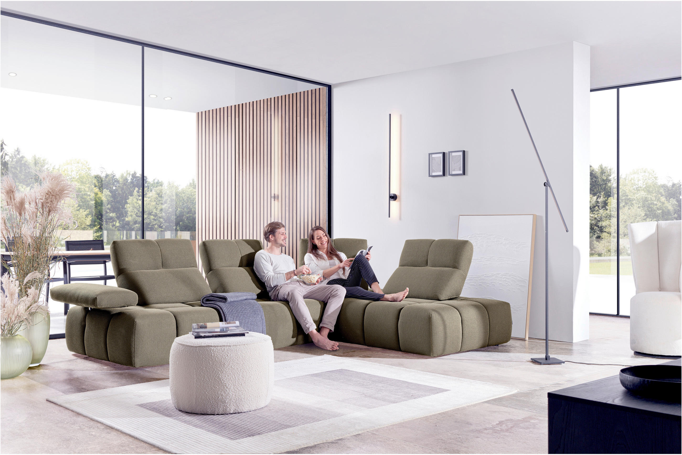 ECKSOFA Struktur Beigebraun  - Beigebraun/Schwarz, Design, Kunststoff/Textil (313/233cm) - Belluti