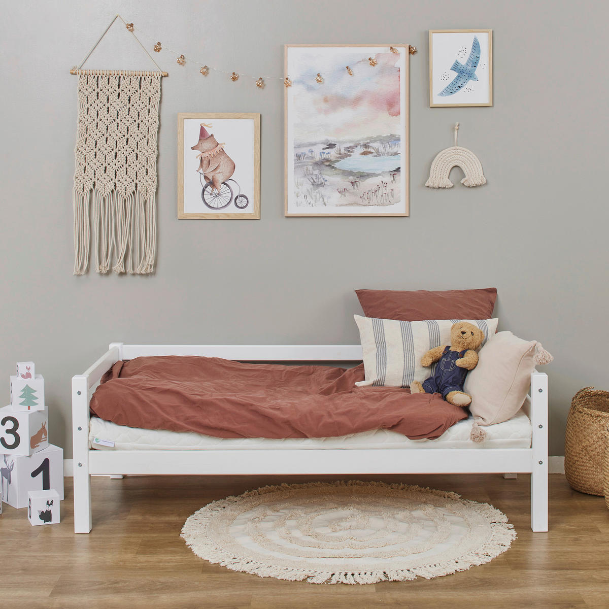 KINDER-/JUNIORBETT 70/160 cm  in Weiß  - Naturfarben/Weiß, MODERN, Holz (70/160cm) - MID.YOU