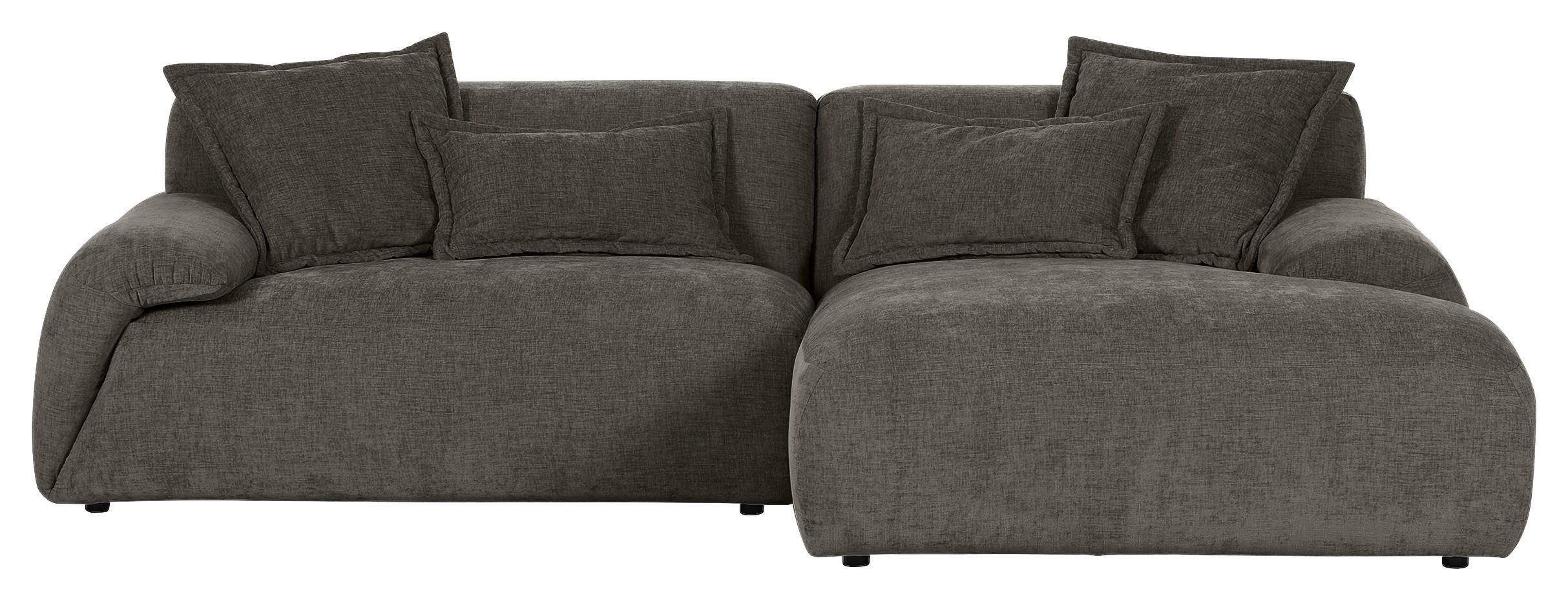 ECKSOFA Dunkelgrau Flachgewebe  - Dunkelgrau/Schwarz, KONVENTIONELL, Kunststoff/Textil (274/174cm) - Carryhome