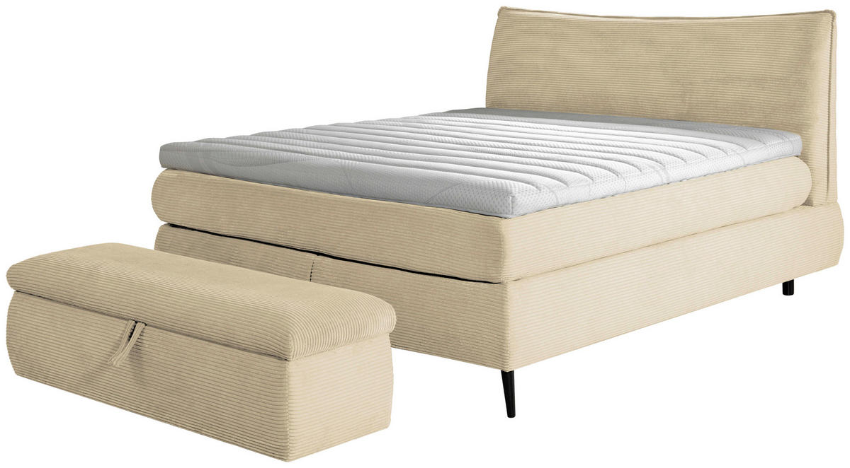 BOXSPRINGBETT 180/200 cm  in Beige  - Beige/Schwarz, Trend, Holz/Textil (180/200cm) - Esposa