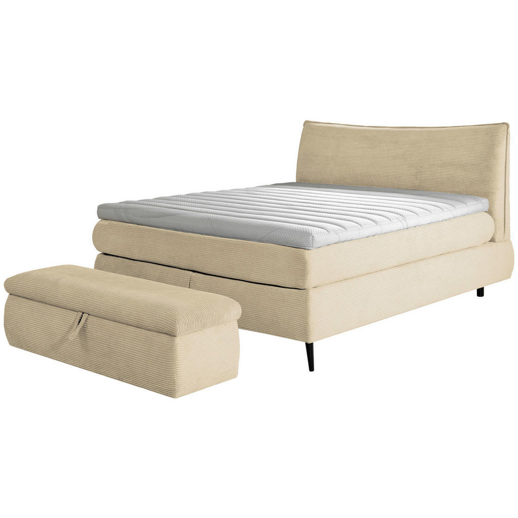 Thumbnail - Esposa Boxspringbett, Beige, Textil, Buche, massiv, H2 + H3, 7-Zonen, Höhe ca. 20 cm, 180x200 cm, Wendematratze mit unte...