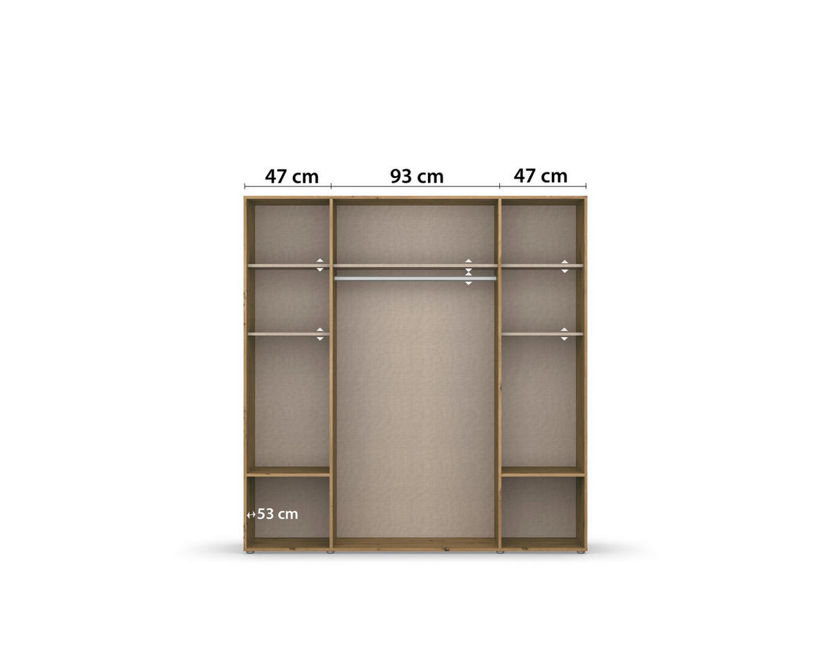 DREHTÜRENSCHRANK in Grau, Eiche Artisan  - Eiche Artisan/Grau, Modern, Holzwerkstoff/Kunststoff (187/194/53cm) - Rauch Möbel
