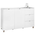 SIDEBOARD Weiß  165/105,1/52,5 cm  - Edelstahlfarben/Champagner, Design, Glas/Holzwerkstoff (165/105,1/52,5cm) - Hom`in