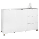 SIDEBOARD Weiß  165/105,1/52,5 cm  - Edelstahlfarben/Champagner, Design, Glas/Holzwerkstoff (165/105,1/52,5cm) - Hom`in