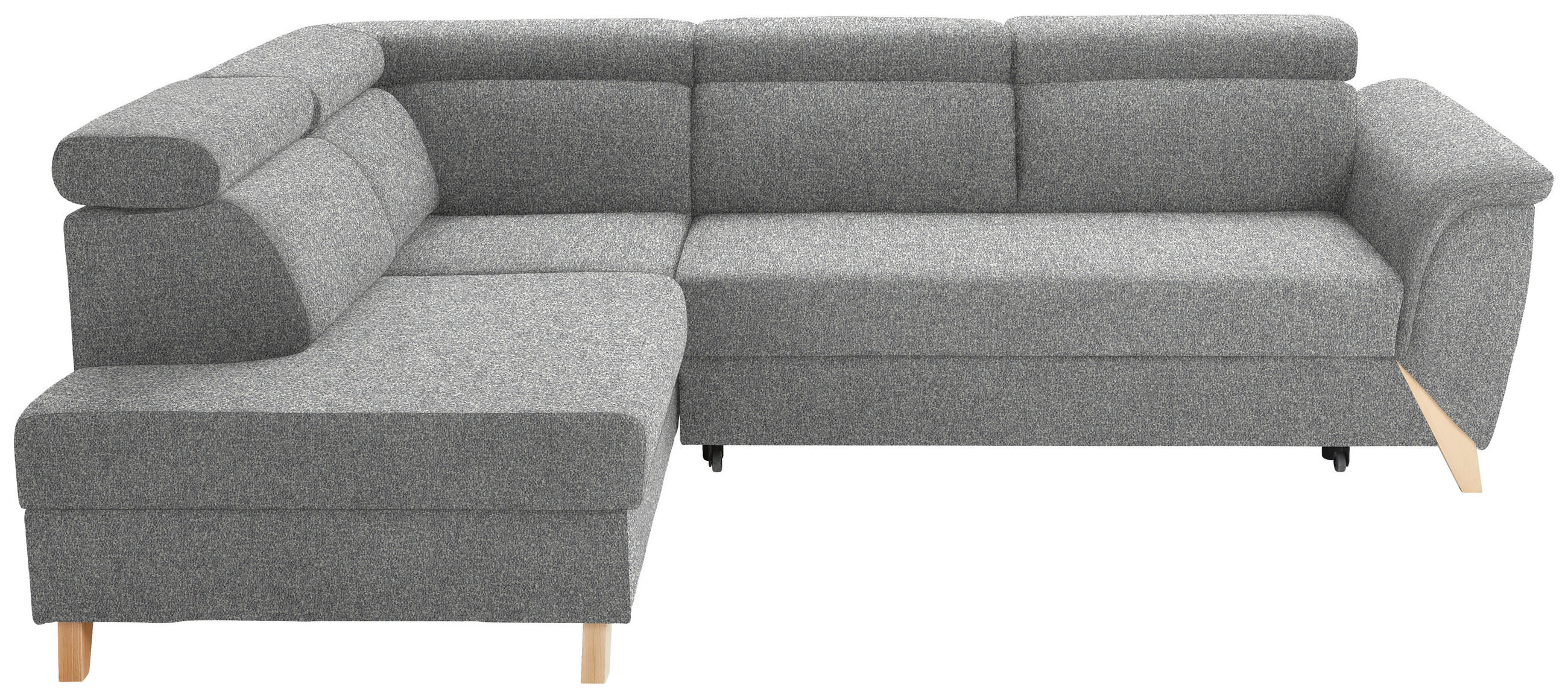 ECKSOFA in Bouclé Grau  200/265 cm  - Naturfarben/Grau, KONVENTIONELL, Holz/Textil (200/265cm) - Stylife
