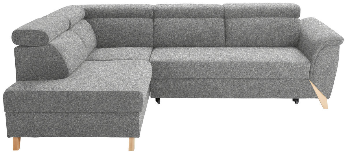 ECKSOFA in Bouclé Grau  200/265 cm  - Naturfarben/Grau, KONVENTIONELL, Holz/Textil (200/265cm) - Stylife