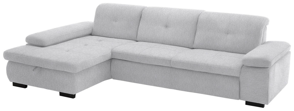 ECKSOFA in Flachgewebe Silberfarben  - Silberfarben/Schwarz, Design, Textil/Metall (174/297cm) - Beldomo Style