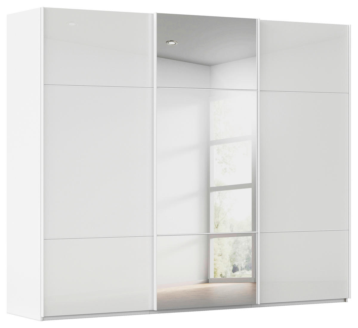 SCHWEBETÜRENSCHRANK 271/223/68 cm 3-türig Weiß  - Weiß, KONVENTIONELL, Glas/Holzwerkstoff (271/223/68cm) - Novel