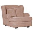 XXL-SESSEL Cord Rosa - Beige/Dunkelbraun, Design, Holz/Textil (121/100/140cm) - Ambia Home