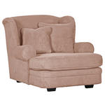 XXL-SESSEL Cord Rosa    - Beige/Dunkelbraun, Design, Holz/Textil (121/100/140cm) - Ambia Home