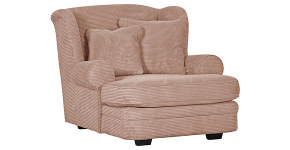 XXL-SESSEL Cord Rosa - Beige/Dunkelbraun, Design, Holz/Textil (121/100/140cm) - Ambia Home