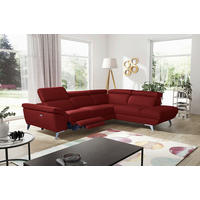 ECKSOFA Echtleder Rot  - Silberfarben/Rot, Design, Leder/Metall (283/228cm) - Livetastic