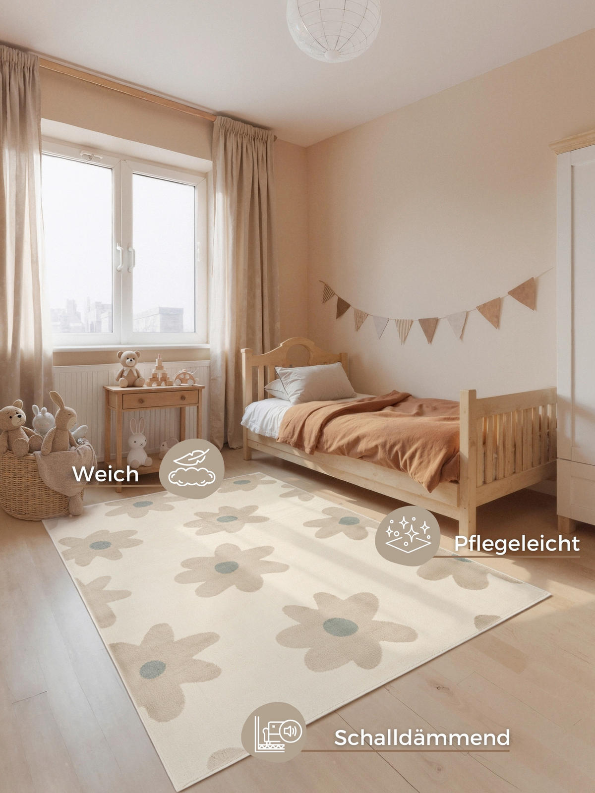 KINDERTEPPICH 200/290 cm Adventures Blume  - Multicolor/Creme, Design, Kunststoff/Textil (200/290cm) - Hanse Home