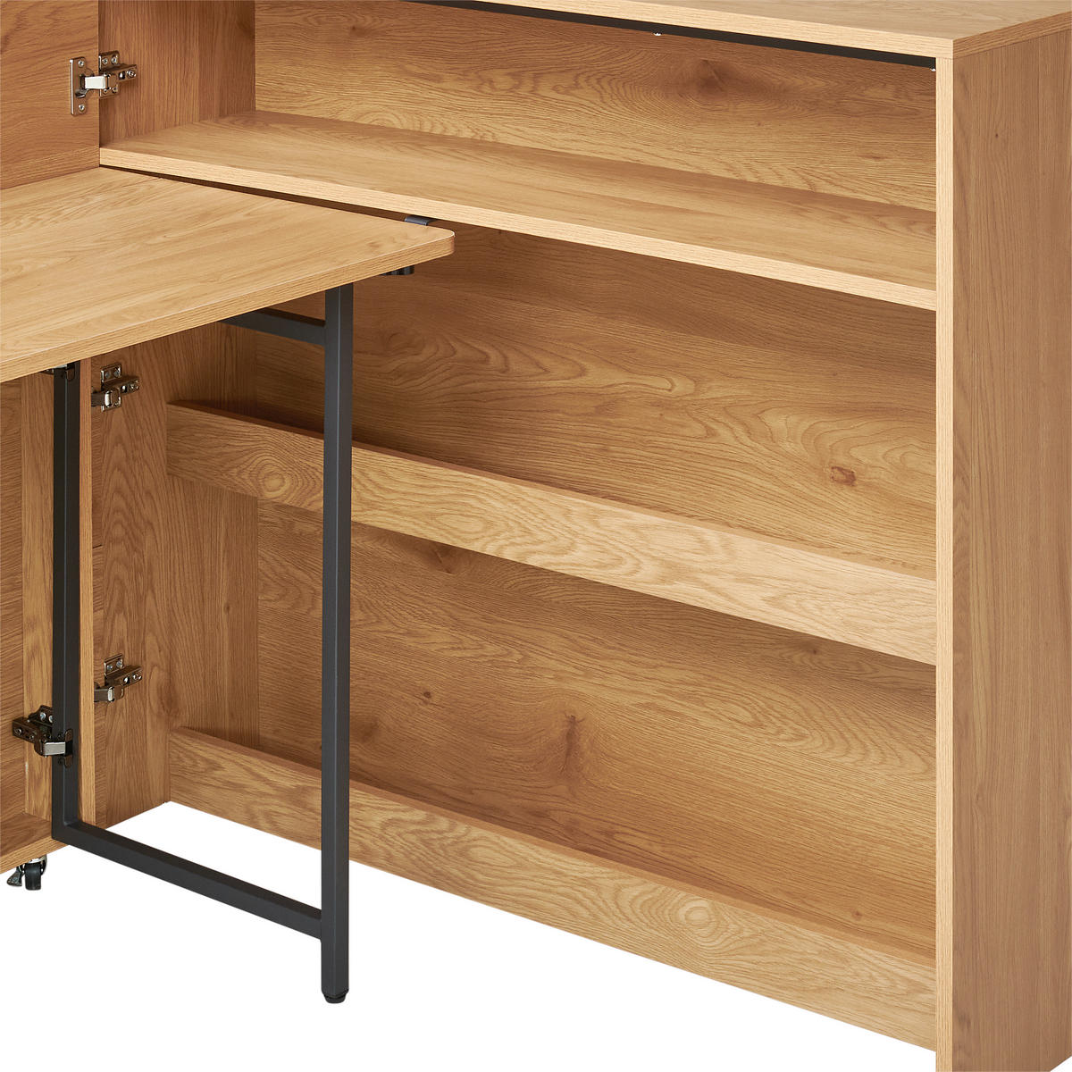 SCHREIBTISCH  Schwarz, Eichefarben  - Eichefarben/Schwarz, MODERN, Holzwerkstoff/Metall (115/100/30cm) - MID.YOU