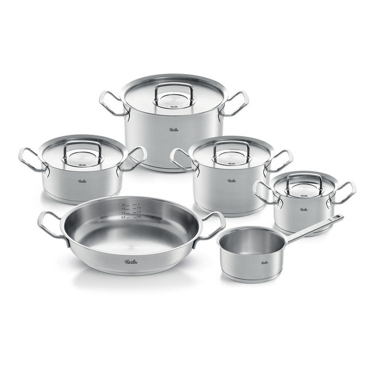 KOCHTOPFSET + GRATIS PFANNE Profi Collection 6-teilig  - Silberfarben, Design, Metall - Fissler
