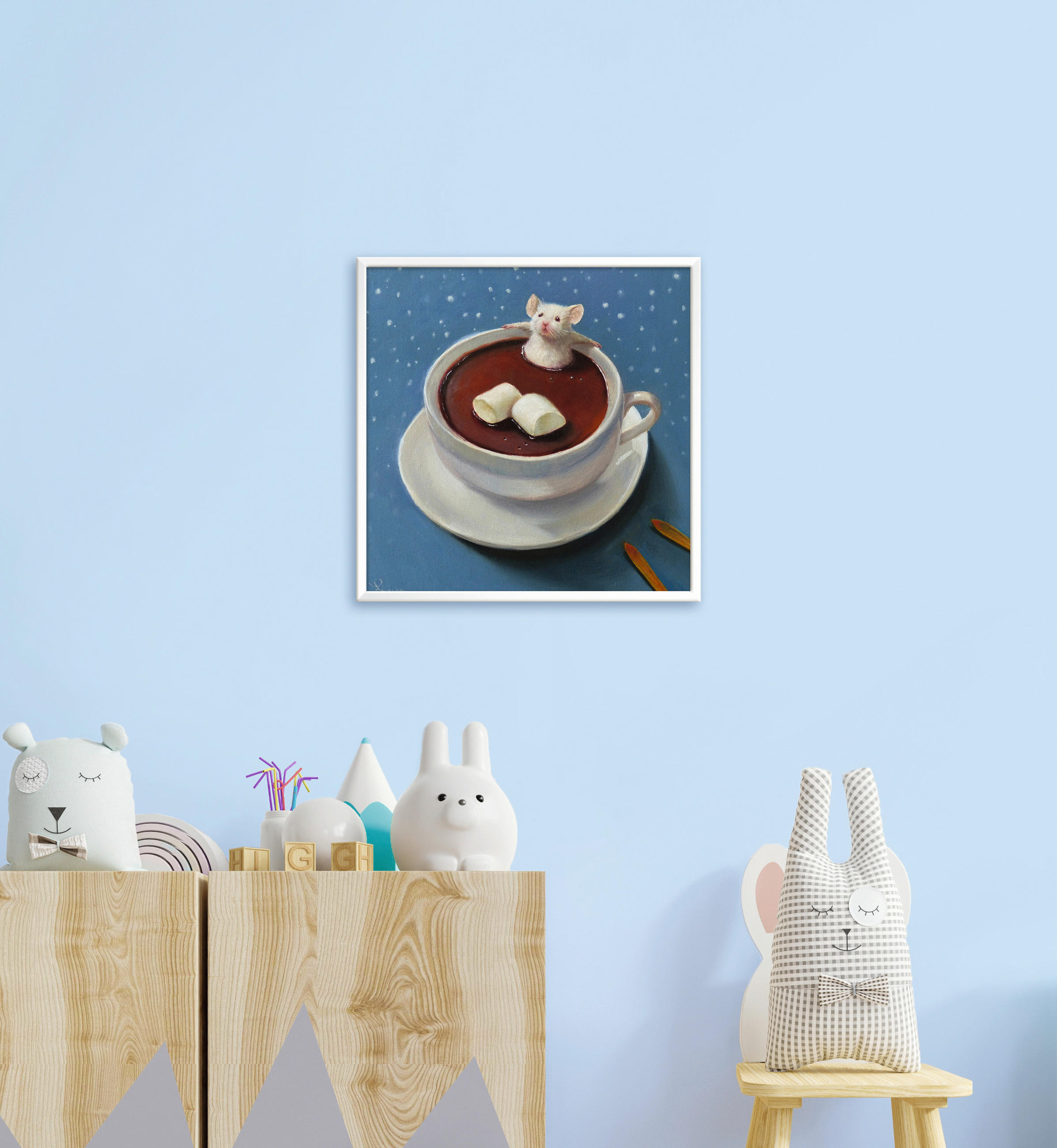 KUNSTDRUCK 30/30 cm  - Blau/Braun, Basics, Papier (30/30cm) - Monee