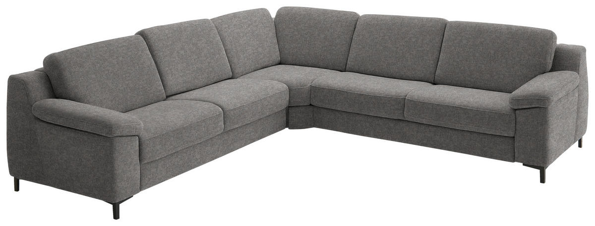 ECKSOFA in Chenille Graubraun  278/278 cm  - Graubraun/Schwarz, Design, Textil/Metall (278/278cm) - Valdera